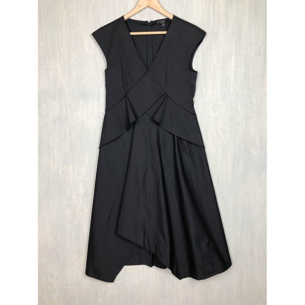 Cos black origami fit and flare midi dress 6